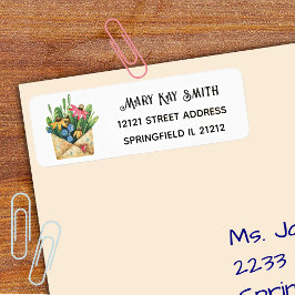 Kleurrijke Waterverf Coneflowers, Adres Etiket