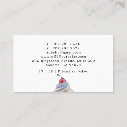 Kleurrijke Waterverf Cupcake Baker Pastry Chef Visitekaartje (Achterkant)