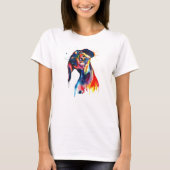 Kleurrijke Waterverf Dachshund T-Shirt (Voorkant)