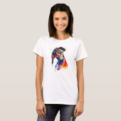 Kleurrijke Waterverf Dachshund T-Shirt (Voorkant volledig)