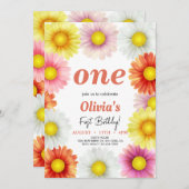 Kleurrijke Waterverf Daisies verjaardag Kaart (Voorkant / Achterkant)