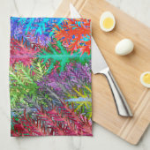 Kleurrijke Waterverf dennenbomen keukenhanddoek (Quarter Fold)