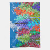 Kleurrijke Waterverf dennenbomen keukenhanddoek (Verticaal)