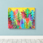 Kleurrijke Waterverf dennenbomen verpakt canvas (Insitu (Houten vloer))