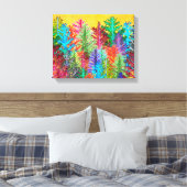 Kleurrijke Waterverf dennenbomen verpakt canvas Afdruk (Insitu (Slaapkamer))