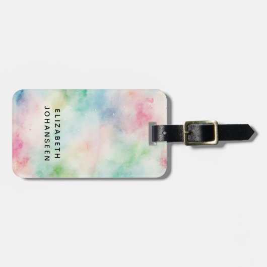 Kleurrijke Waterverf Dusty & Black Typography Naam Bagagelabel (Voorkant horizontaal)