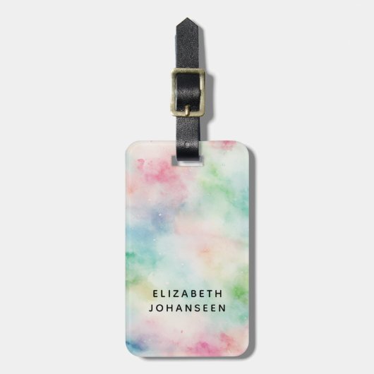 Kleurrijke Waterverf Dusty & Black Typography Naam Bagagelabel (Voorkant verticaal)