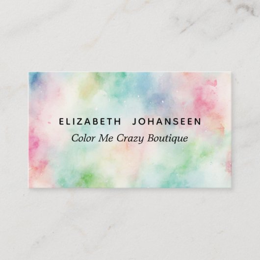Kleurrijke Waterverf Dusty & Black Typography Naam Visitekaartje (Voorkant)