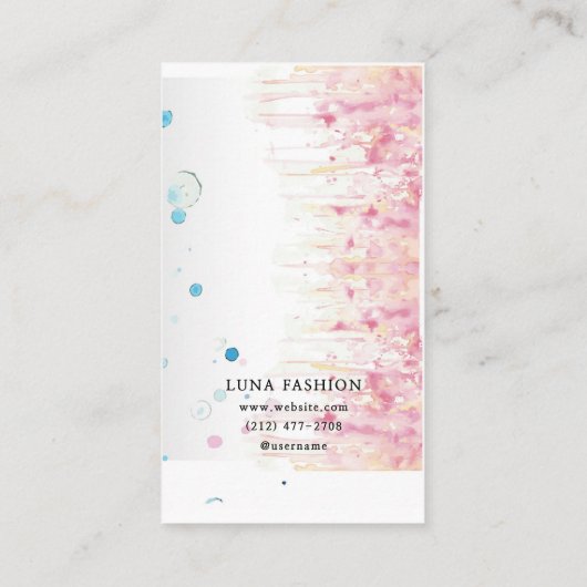 Kleurrijke Waterverf Earring & Ketting Display Contactkaartje (Achterkant)