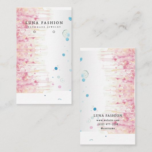 Kleurrijke Waterverf Earring & Ketting Display Contactkaartje (Voorkant / Achterkant)