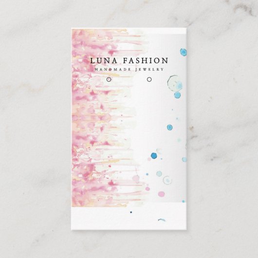 Kleurrijke Waterverf Earring & Ketting Display Contactkaartje (Voorkant)