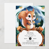 Kleurrijke Waterverf Eekhoorn Verjaardag Kaart (Voorkant / Achterkant)