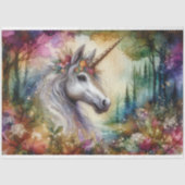 Kleurrijke Waterverf Eenhoorn Woodland Decoupage Tissuepapier (Voorkant)