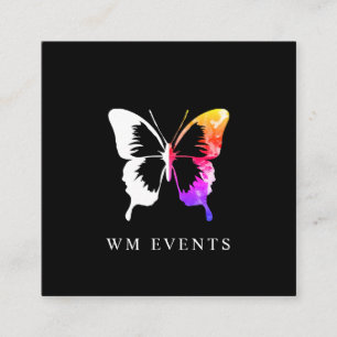 Kleurrijke Waterverf en witte vlinder Vierkante Visitekaartje