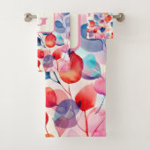 Kleurrijke Waterverf Eucalyptus Bladeren monogram Bad Handdoek (Insitu)