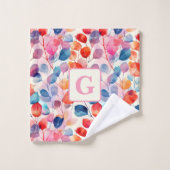 Kleurrijke Waterverf Eucalyptus Bladeren monogram Bad Handdoek (Wasdoekje)