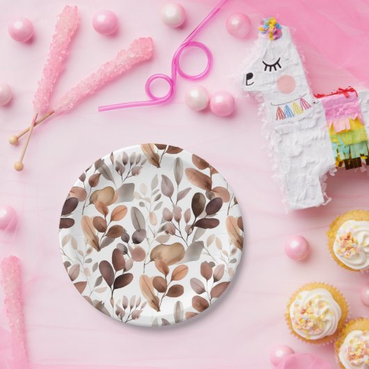 Kleurrijke Waterverf Eucalyptus Leaves Rustic Boho Papieren Bordje (Feest)