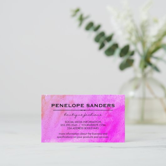 Kleurrijke waterverf expressie visitekaartje (Staand voorkant)