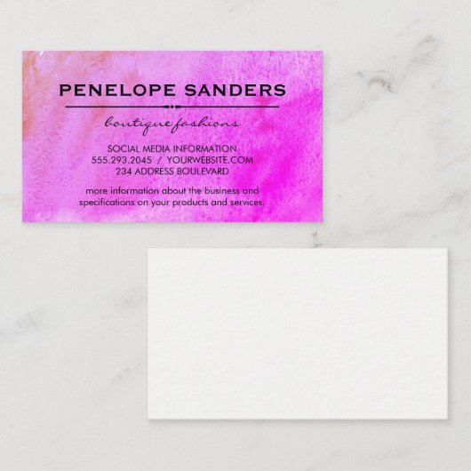 Kleurrijke waterverf expressie visitekaartje (Voorkant / Achterkant)