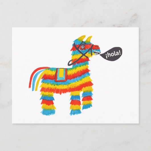 Kleurrijke Waterverf Ezel Piñata Briefkaart (Voorkant)
