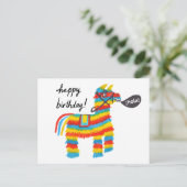 Kleurrijke Waterverf Ezel Piñata GELUKKIGE VERJAAR Briefkaart (Staand voorkant)