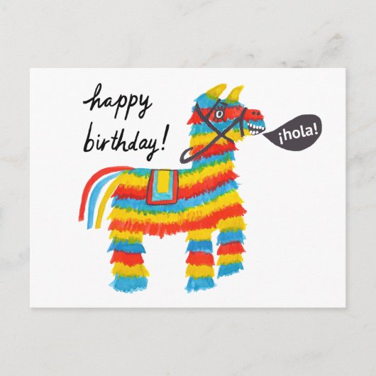 Kleurrijke Waterverf Ezel Piñata GELUKKIGE VERJAAR Briefkaart (Voorkant)