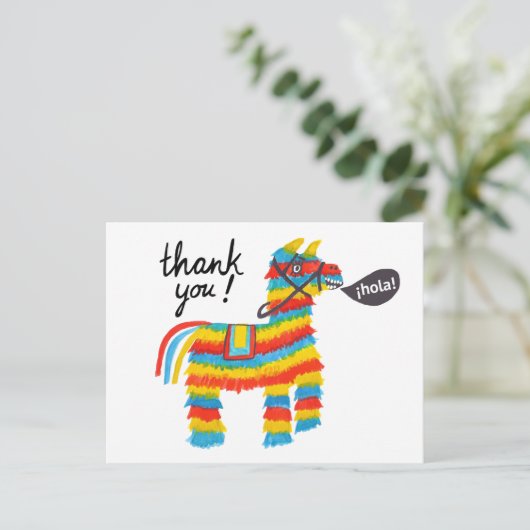 Kleurrijke Waterverf Ezel Piñata HARTELIJK DANK Briefkaart (Staand voorkant)