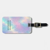 Kleurrijke Waterverf Faux Holographic Opal Stone Bagagelabel (Voorkant horizontaal)