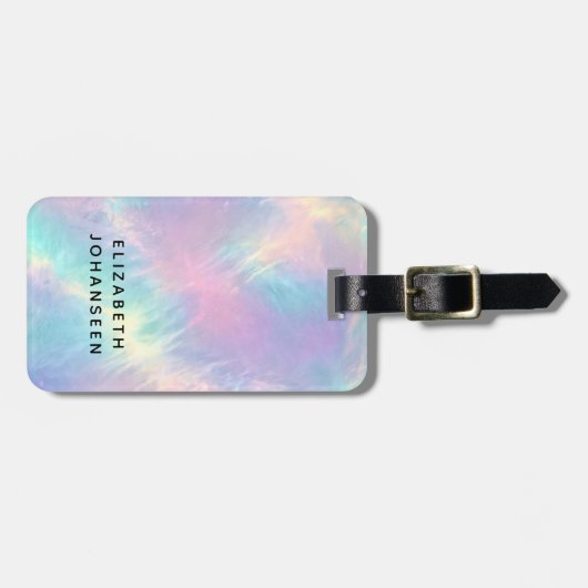 Kleurrijke Waterverf Faux Holographic Opal Stone Bagagelabel (Voorkant horizontaal)