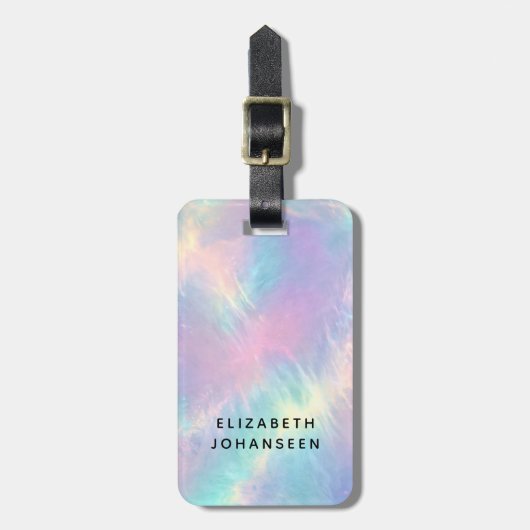 Kleurrijke Waterverf Faux Holographic Opal Stone Bagagelabel (Voorkant verticaal)