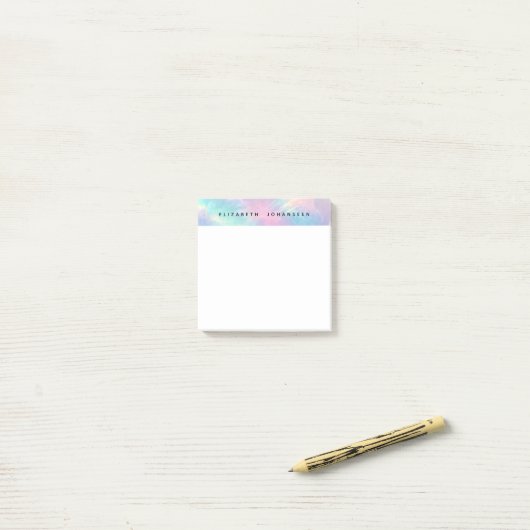 Kleurrijke Waterverf Faux Holographic Opal Stone Post-it® Notes (Op bureau)