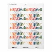 Kleurrijke Waterverf Feathers Black Script Naam Etiket (Full Sheet)