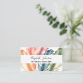 Kleurrijke Waterverf Feathers Black Script Naam Visitekaartje (Staand voorkant)