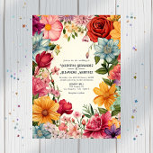 Kleurrijke Waterverf Fiesta bruiloft met QR-code Kaart