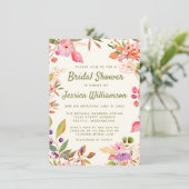 Kleurrijke Waterverf Floral Aangepast Vrijgezellen Kaart (Staand voorkant)