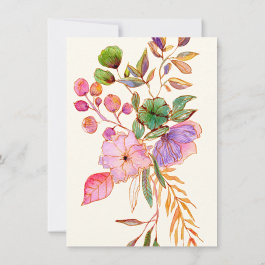 Kleurrijke Waterverf Floral Aangepast Vrijgezellen Kaart (Achterkant)