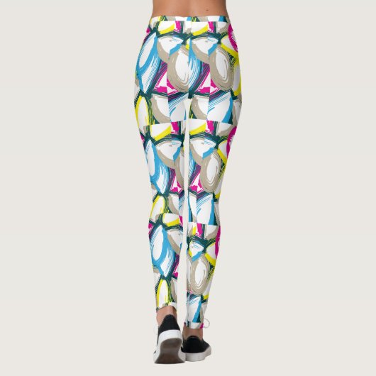 Kleurrijke Waterverf Floral Abstract Leggings (Achterkant)