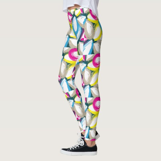 Kleurrijke Waterverf Floral Abstract Leggings (Links)
