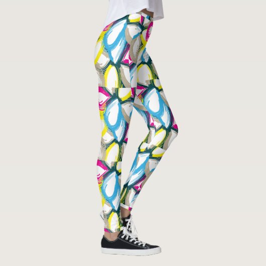 Kleurrijke Waterverf Floral Abstract Leggings (Rechts)