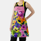 Kleurrijke Waterverf Floral Art SJABLOON, Schort (Insitu)