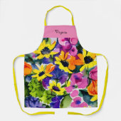 Kleurrijke Waterverf Floral Art SJABLOON, Schort (Voorkant)