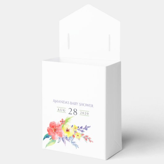 Kleurrijke Waterverf Floral Baby shower Bedankdoosjes (Geopend)