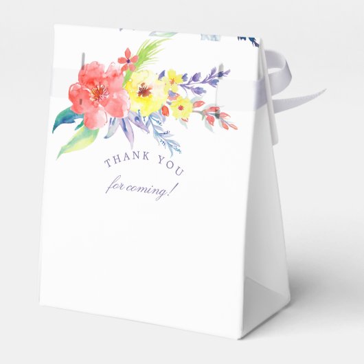 Kleurrijke Waterverf Floral Baby shower Bedankdoosjes (Achterkant)