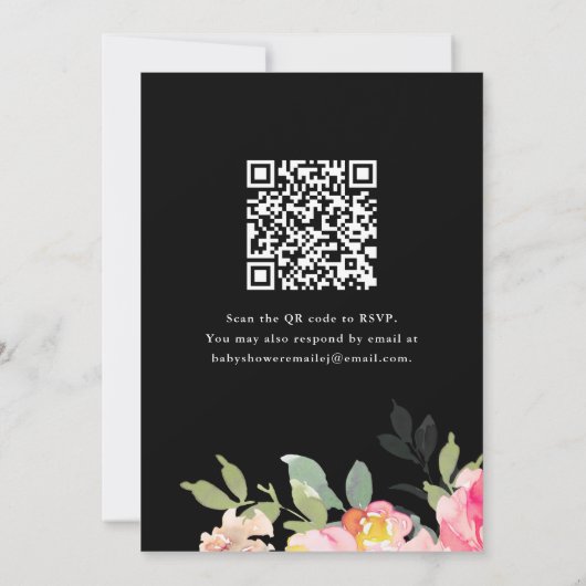 Kleurrijke Waterverf Floral Baby shower Black Kaart (Achterkant)