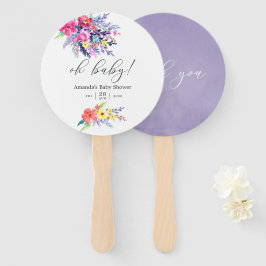 Kleurrijke Waterverf Floral Baby shower Handwaaier