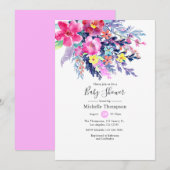 Kleurrijke Waterverf Floral Baby shower Kaart (Voorkant / Achterkant)