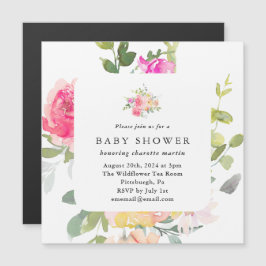 Kleurrijke Waterverf Floral Baby shower Magnetische Uitnodiging