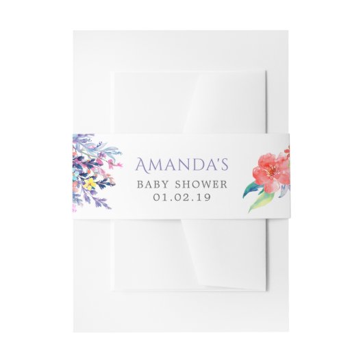 Kleurrijke Waterverf Floral Baby shower Uitnodigingen Wikkel (Voorkant Voorbeeld)