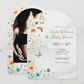 Kleurrijke Waterverf Floral Butterfly Baby shower Kaart (Voorkant / Achterkant)