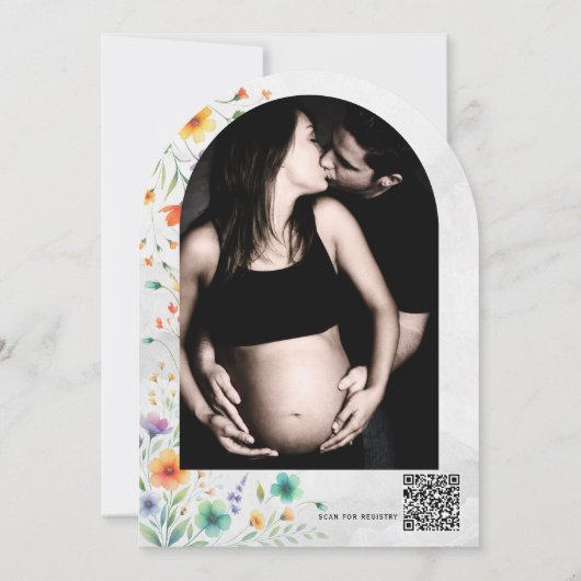 Kleurrijke Waterverf Floral Butterfly Baby shower Kaart (Achterkant)